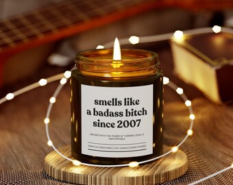 Smells like a badass bitch since 2007 amber jar,18th Birthday Gift, Happy 18th Birthday, Funny 18th Birthday,18th Gift For Her, Born In 2007