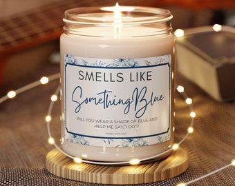 Smells Like  Something Blue Proposal Candle, Something Blue Crew Card Gift Box Honorary Bridesmaid Bridal Party Gifts Guests of Honor,
