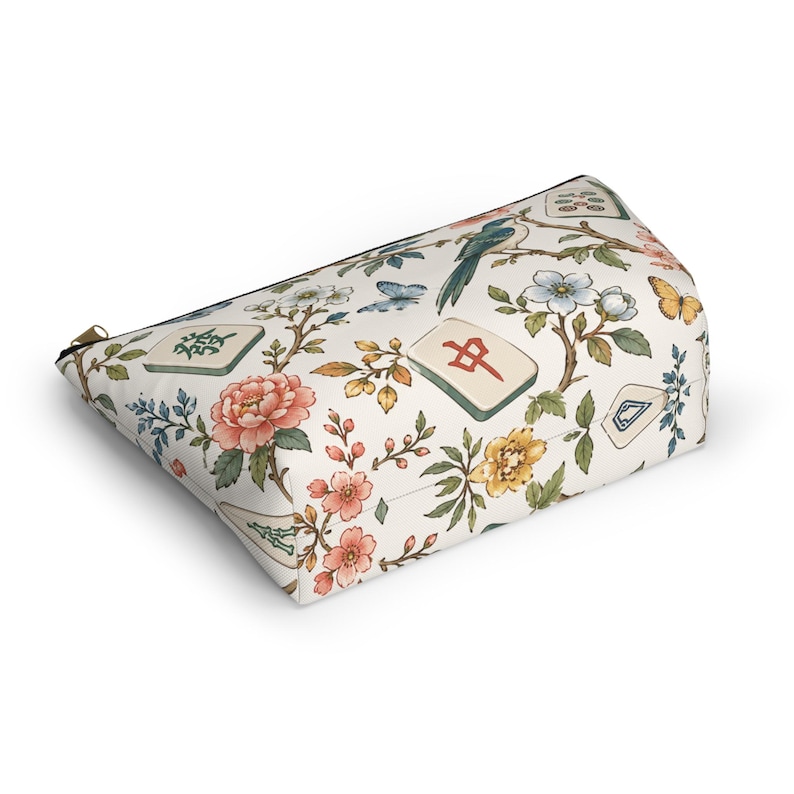 mahj gear bag, accessory pouch, t-bottom pouch, floral mahjong bag, game night mahjong, tile bag floral, mahjong lover,mahjong tile bag, game night pouch, mahjong accessory, tile bag mahjong, mahjong lover gift, game tile pouch,