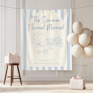 The Summer I Turned Married Bachelorette Decor, Coastal beach Bachelorette Sign, Coastal Grandma Bachelorette Banner, Coastal Bach Backdrop