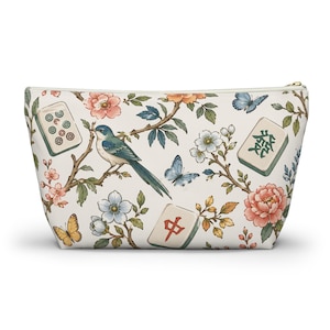 mahj gear bag, accessory pouch, t-bottom pouch, floral mahjong bag, game night mahjong, tile bag floral, mahjong lover,mahjong tile bag, game night pouch, mahjong accessory, tile bag mahjong, mahjong lover gift, game tile pouch,