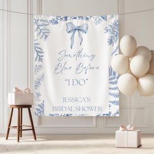 Decoración para despedida de soltera &quot;Algo azul antes de irme&quot;, letrero para despedida de soltera &quot;Algo azul&quot;, fondo para despedida de soltera &quot;Coquette&quot;, camiseta azul con lazo para novia
