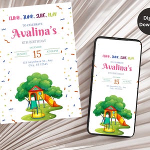 Playground Birthday Invitation Template Cute Editable Playground Birthday Invitation Bounce Indoor Playground Invite Printable Park Party