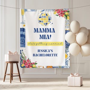 Mamma Mia Bachelorette Photo Backdrop Disco Queen Bach Party Banner Last Disco Bridal Party Tapestry 70s Dance Decor Amalfi Party Entry Sign