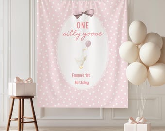 Custom Silly Goose First Birthday Banner: Personalized Goose Theme 1st Birthday Party Welcome Sign