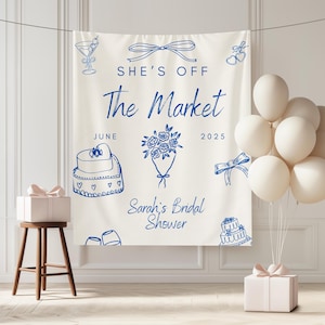 Shes Off The Market Bridal Shower, She&#39;s Off The Market Bridal Shower Backdrop, Fresh Off The Market Banner, Flower Market Bridal Shower
