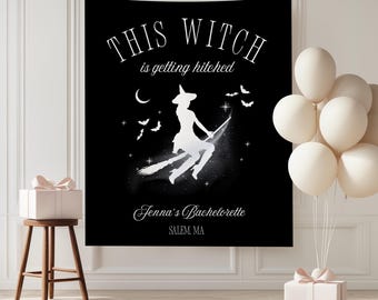 This Witch is Getting Hitched Banner, The Coven Bach Party Backdrop, Gothic Wedding Photo Background, Halloween Bachelorette Party Backdrop