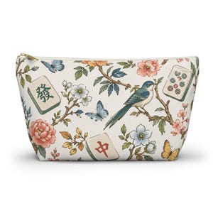 mahj gear bag, accessory pouch, t-bottom pouch, floral mahjong bag, game night mahjong, tile bag floral, mahjong lover,mahjong tile bag, game night pouch, mahjong accessory, tile bag mahjong, mahjong lover gift, game tile pouch,