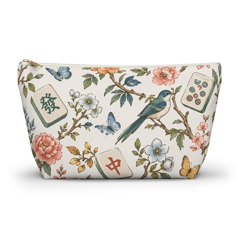 mahj gear bag, accessory pouch, t-bottom pouch, floral mahjong bag, game night mahjong, tile bag floral, mahjong lover,mahjong tile bag, game night pouch, mahjong accessory, tile bag mahjong, mahjong lover gift, game tile pouch,