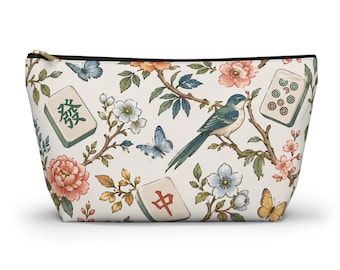 Chinoiserie Mahjong Tile Bag: Bird Floral Accessory Pouch
