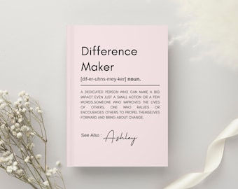 Diario personalizado "Marcador de Diferencias", regalo de cumpleaños para compañeros de trabajo, regalo personalizado con la definición de "Marcador de Diferencias", regalo de agradecimiento para mentores, regalo para líderes