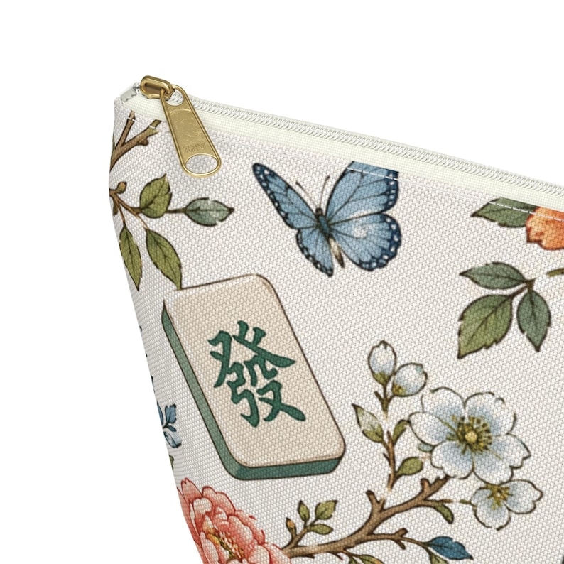 mahj gear bag, accessory pouch, t-bottom pouch, floral mahjong bag, game night mahjong, tile bag floral, mahjong lover,mahjong tile bag, game night pouch, mahjong accessory, tile bag mahjong, mahjong lover gift, game tile pouch,
