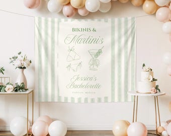 Bikinis and Martinis Bachelorette, Bikinis and Martinis Banner, Custom Bachelorette Photo Backdrop, Martinis and Bikinis Bachelorette Sign