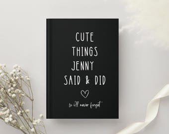Custom Cute Things My Kids Say Journal, Kids Memories Notebook, Baby Shower Gift for Mom, Gift for New Mom, Childhood Memory Book