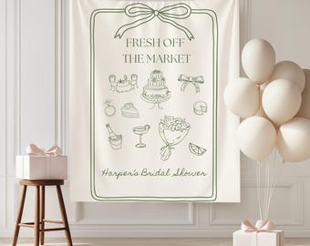 Fresh Off The Market Bridal Shower Banner,Fresh Off The Market Sign, Minimalist Bridal Shower Sign, Flower Market Bridal Shower Decorations