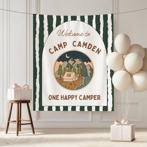 One Happy Camper Geburtstagsparty Hintergrund Camping Erste Geburtstag Thema Wandern Party Dekorationen Wild One 1st Birthday Foto Benutzerdefinierte Banner