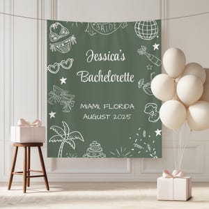 Custom Bachelorette Banner, Personalized Bachelorette Party Tapestry, Beach Bachelorette Photo Backdrop, Coastal Bachelorette Party Decor