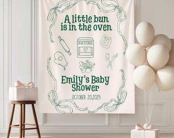 A little Bun is in the Oven Baby Shower Party Backdrop Baking Theme Baby Sprinkle Photo Background Gender Neutral Bread Theme Baby Shower