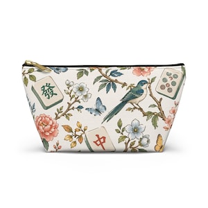 mahj gear bag, accessory pouch, t-bottom pouch, floral mahjong bag, game night mahjong, tile bag floral, mahjong lover,mahjong tile bag, game night pouch, mahjong accessory, tile bag mahjong, mahjong lover gift, game tile pouch,