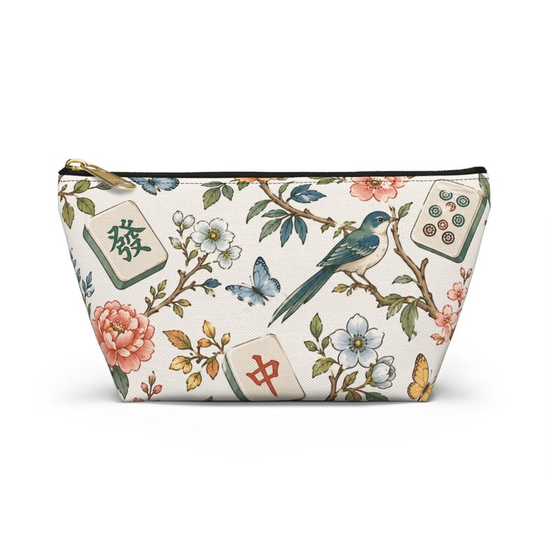 mahj gear bag, accessory pouch, t-bottom pouch, floral mahjong bag, game night mahjong, tile bag floral, mahjong lover,mahjong tile bag, game night pouch, mahjong accessory, tile bag mahjong, mahjong lover gift, game tile pouch,