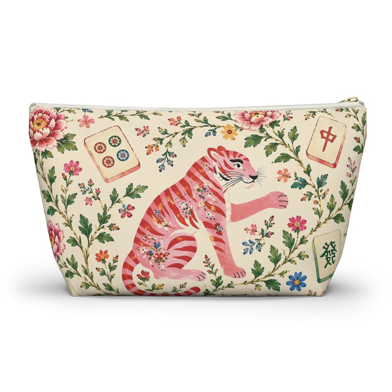 mahj gear bag, accessory pouch, t-bottom pouch, floral mahjong bag, game night mahjong, tile bag floral, mahjong lover,mahjong tile bag, game night pouch, mahjong accessory, tile bag mahjong, mahjong lover gift, game tile pouch,