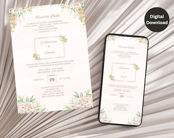 Invitaciones de Boda, Spanish Wedding Invitation, Invitación de Boda Blancas, Invitaciones de Boda en Español, Nuestra Boda Invitación