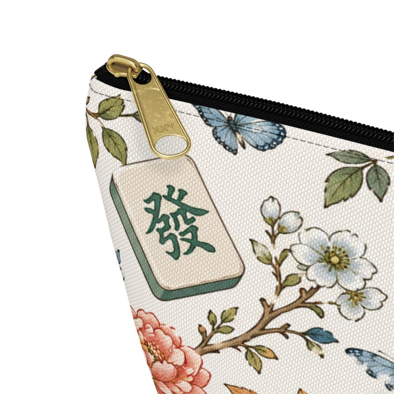 mahj gear bag, accessory pouch, t-bottom pouch, floral mahjong bag, game night mahjong, tile bag floral, mahjong lover,mahjong tile bag, game night pouch, mahjong accessory, tile bag mahjong, mahjong lover gift, game tile pouch,