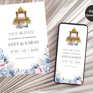 Sjabloon Indiase bruiloft uitnodiging, Anand Karaj nodigt, Punjabi-uitnodigingen, Punjabi-trouwkaart, sikh-uitnodiging, Save the Date
