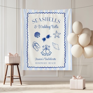 Seashells and Wedding Bells Bachelorette, Seashells and Wedding Bells Banner, Beach Bachelorette Decorations, Coastal Bachelorette Backdrop