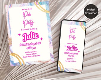 Pool Party Invitation Swim Party Invite Kids Swimming Party Editable Canva Template Instant Download kids Pool Birthday Celebration