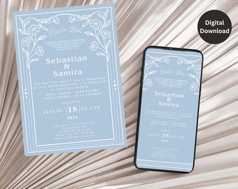 Invitaciones de Boda, Spanish Wedding Invitation, Invitación de Boda Blancas, Invitaciones de Boda en Español, Nuestra Boda Invitación