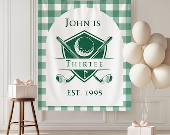 Golf Birthday Decorations,Golf Any age Birthday banner, Thir-Tee Birthday Decorations, 30th Birthday Banner Men, 30th 40th Birthday Backdrop