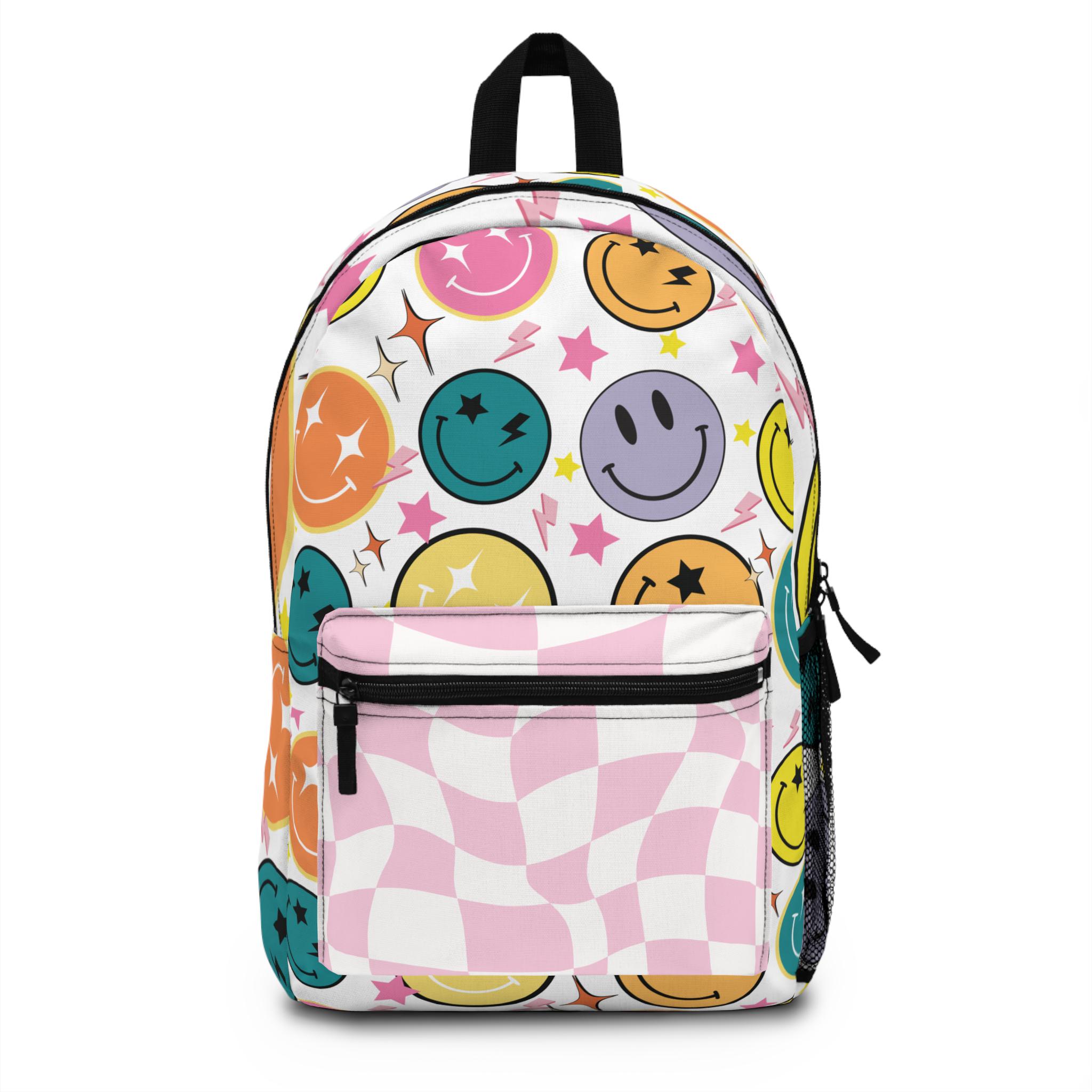 Sac à dos coloré avec visage rétro, rentrée des classes, sac à dos pour adolescente, sac à dos pour fille, cartable rétro, grand sac à dos pour ados