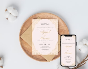Bearbeitbare muslimische Hochzeitseinladungsvorlage Nikkah Walimah Shaadi, Hochzeit einladen, Baraat einladen, Dholki einladen, Mehndi einladen Digital