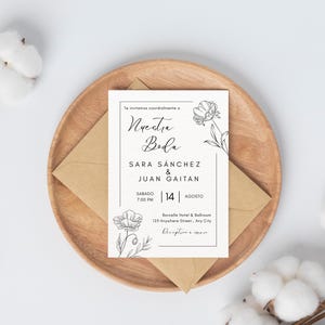 Invitaciones De Boda en Español Invitaciones Para Editar e Imprimir Spanish Wedding Invitation Spanish Party Invite, Canva template boda