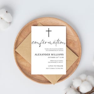 Modern Confirmation Invitation Template Boy Confirmation Gender Neutral Simple Religious Invitation Editable Confirmation Printable