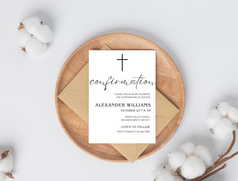 Modern Confirmation Invitation Template Boy Confirmation Gender Neutral ...