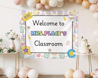Custom Welcome To Classroom Tapestries, Class Banner,Any Grade Classroom Decor, Back To School, First Day of School Banner, Classroom Banner