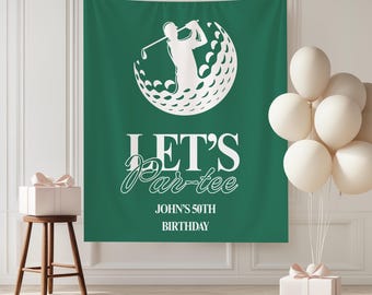 Let's Par-Tee Golf Verjaardagsbanner 30e 40e Heren Dames golfen Thema Verjaardagsbord