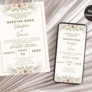 Invitaciones de Boda, Spaanse huwelijksuitnodiging, Invitación de Boda Blancas, Invitaciones de Boda en Español, Nuestra Boda Invitación