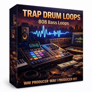 Trap Drum Loops - 808 Bass, Kicks, Snares, Hats (WAV Producer Kit)