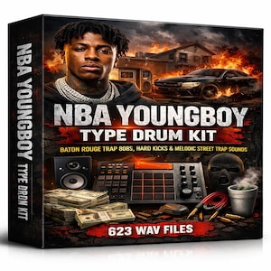 Zestaw perkusyjny NBA YoungBoy Type – Baton Rouge Trap 808, kopnięcia, werble (WAV)