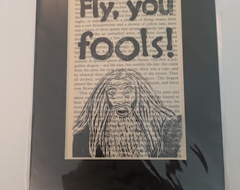 ¡Vuelad, insensatos! - Linograbado de Gandalf