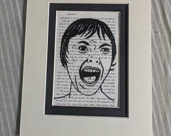 Psycho Linoprint Alfred Hitchcock klassisk skräckscen