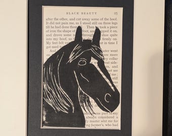 Black Beauty Horse Linoprint