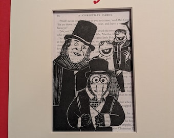 And Tiny Tim Who Did Not Die Montage Muppets Christmas Carol Linoprint