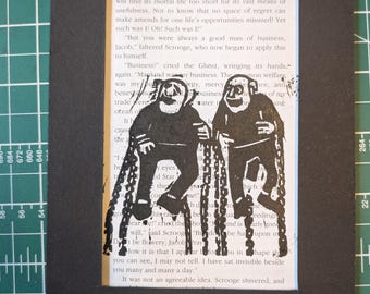 Jacob Marley och Robert Marley Mupparnas julsaga linoleumtryck