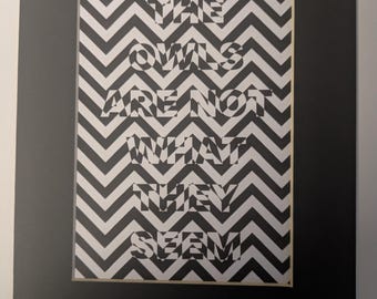 Twin Peaks Red Room Floor Fire Ugglorna är inte vad de verkar citat inverterat färgtryck