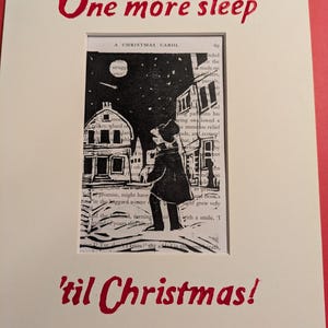 Kermit Muppets Christmas Carol Linoprint