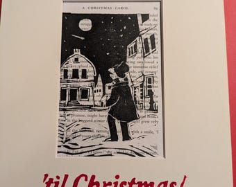 Kermit Muppets Christmas Carol Linoprint
